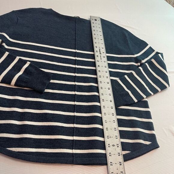French Connection Blue White Striped Crewneck Pullover Sweater Size Small - Picture 10 of 10